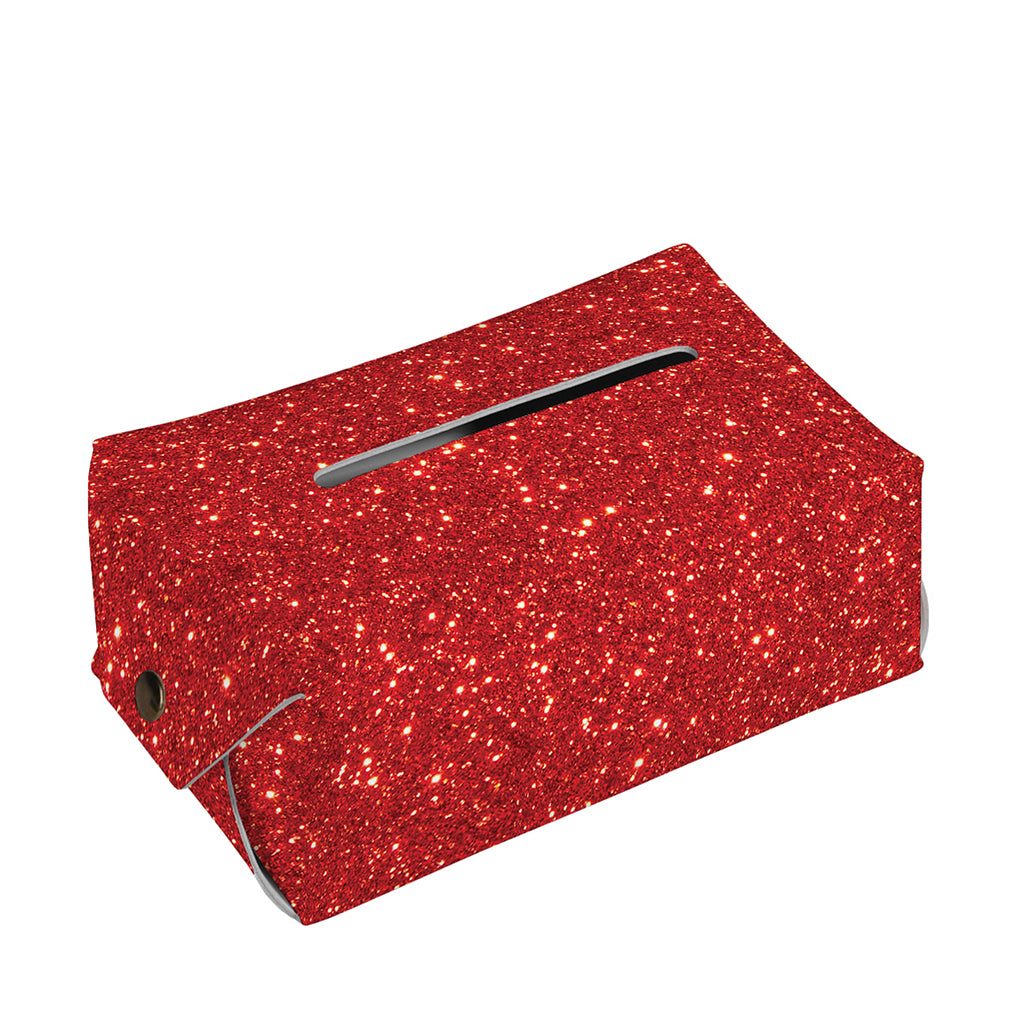 Red (NOT Real) Glitter Print Rectangle Tissue Box Cover