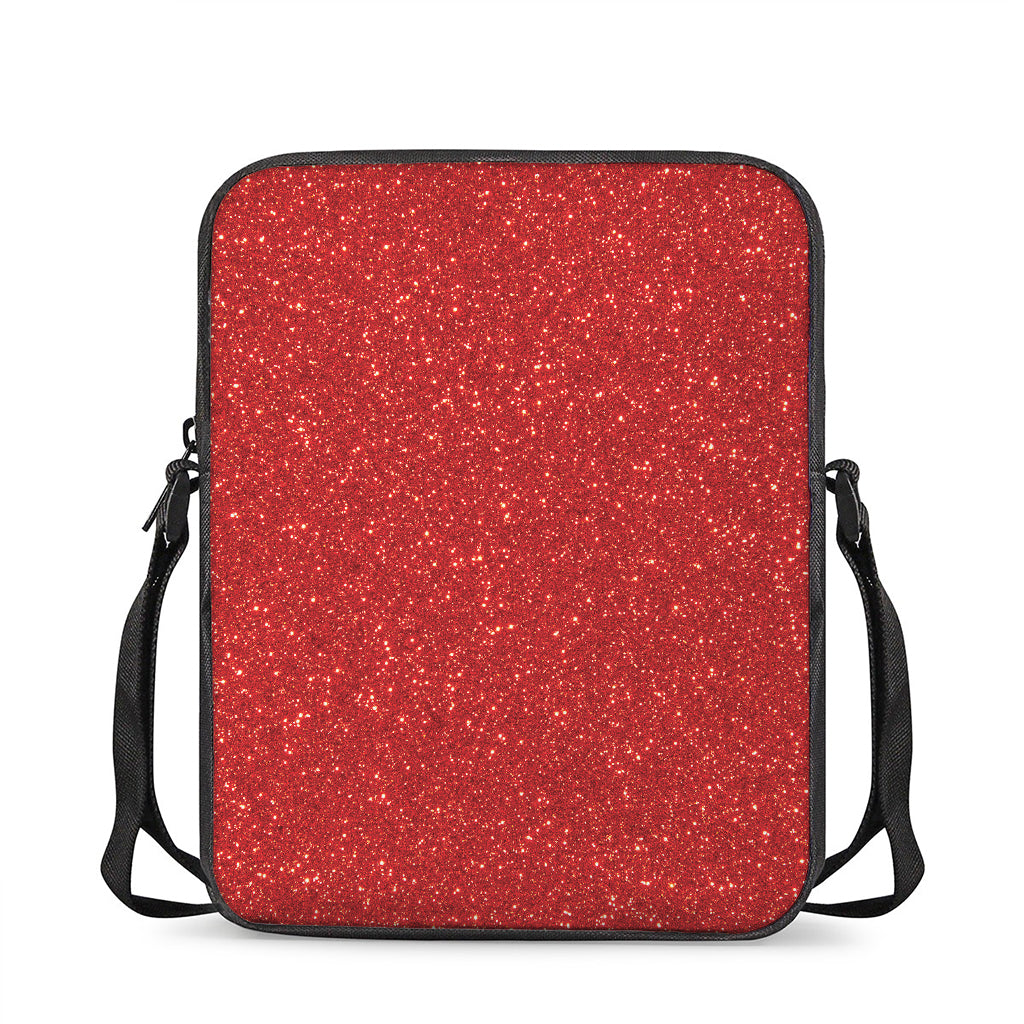 Red (NOT Real) Glitter Print Rectangular Crossbody Bag