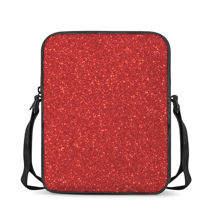 Red (NOT Real) Glitter Print Rectangular Crossbody Bag