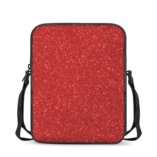 Red (NOT Real) Glitter Print Rectangular Crossbody Bag
