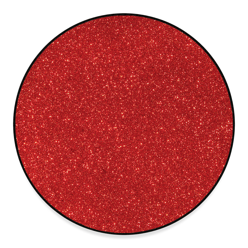 Red (NOT Real) Glitter Print Round Floor Mat