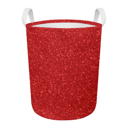 Red (NOT Real) Glitter Print Round Laundry Basket