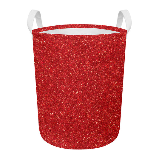 Red (NOT Real) Glitter Print Round Laundry Basket
