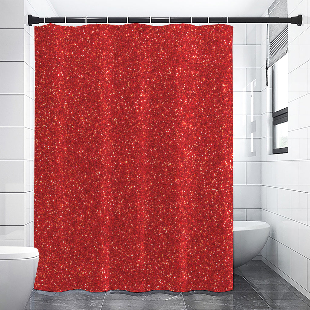 Red (NOT Real) Glitter Print Shower Curtain