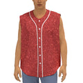 Red (NOT Real) Glitter Print Sleeveless Baseball Jersey