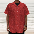 Red (NOT Real) Glitter Print Textured Short Sleeve Shirt