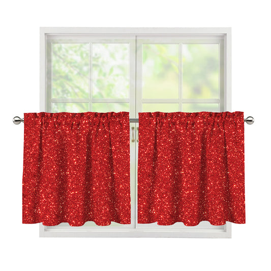 Red (NOT Real) Glitter Print Tier Curtains