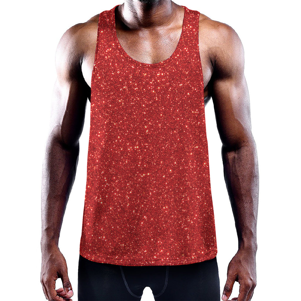 Red (NOT Real) Glitter Print Training Tank Top