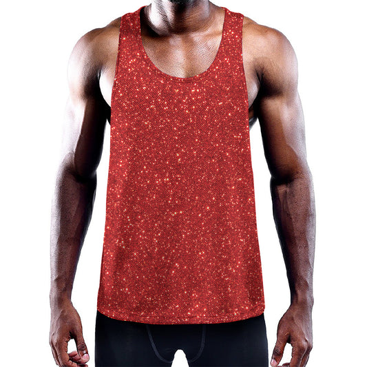 Red (NOT Real) Glitter Print Training Tank Top