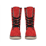 Red (NOT Real) Glitter Print Winter Boots