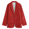 Red (NOT Real) Glitter Print Women's Cotton Blazer