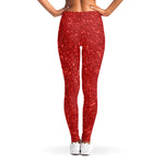 Red (NOT Real) Glitter Print Women's Leggings