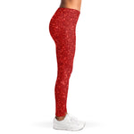 Red (NOT Real) Glitter Print Women's Leggings
