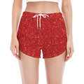 Red (NOT Real) Glitter Print Women's Split Running Shorts