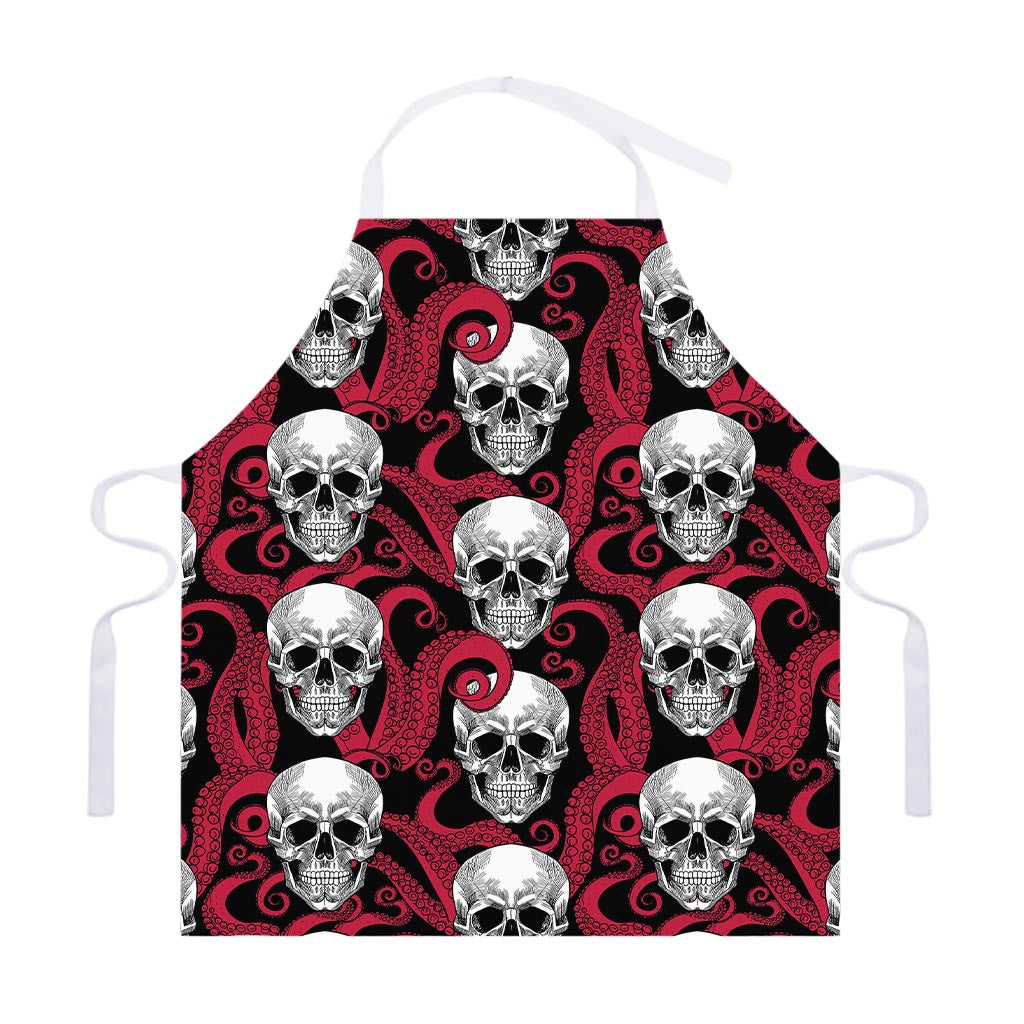 Red Octopus Skull Pattern Print Adjustable Apron