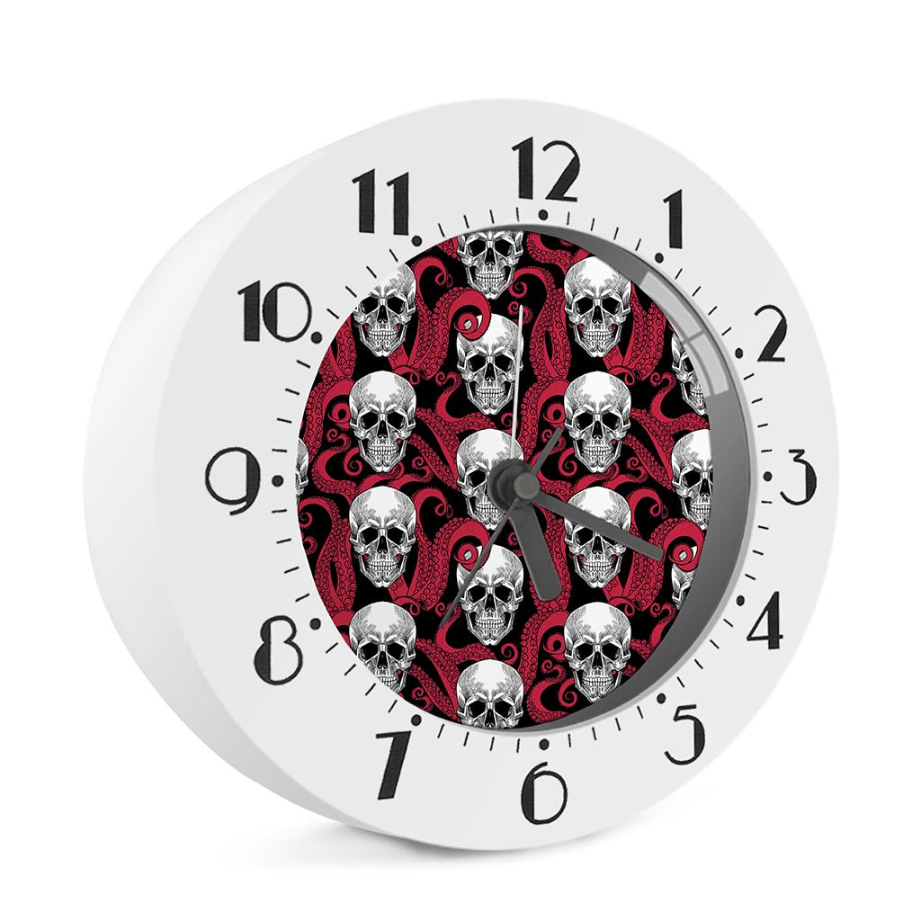 Red Octopus Skull Pattern Print Alarm Clock