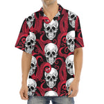 Red Octopus Skull Pattern Print Aloha Shirt