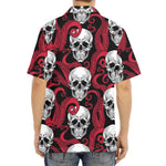 Red Octopus Skull Pattern Print Aloha Shirt