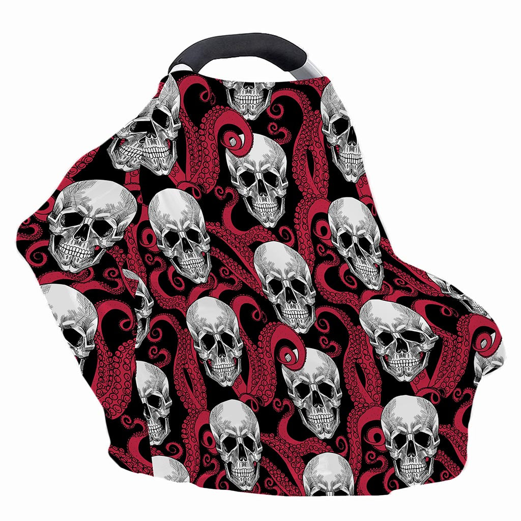 Red Octopus Skull Pattern Print Baby Seat Cover