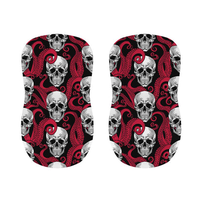 Red Octopus Skull Pattern Print Bar Stool Covers