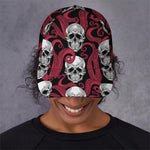 Red Octopus Skull Pattern Print Baseball Cap