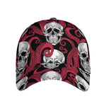 Red Octopus Skull Pattern Print Baseball Cap