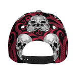 Red Octopus Skull Pattern Print Baseball Cap