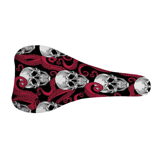 Red Octopus Skull Pattern Print Bicycle Seat Cover