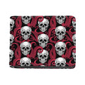 Red Octopus Skull Pattern Print Bifold Wallet