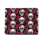 Red Octopus Skull Pattern Print Bifold Wallet