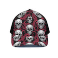 Red Octopus Skull Pattern Print Black Mesh Trucker Hat