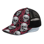 Red Octopus Skull Pattern Print Black Mesh Trucker Cap