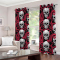 Red Octopus Skull Pattern Print Dimout Grommet Curtains