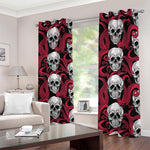 Red Octopus Skull Pattern Print Blackout Grommet Curtains