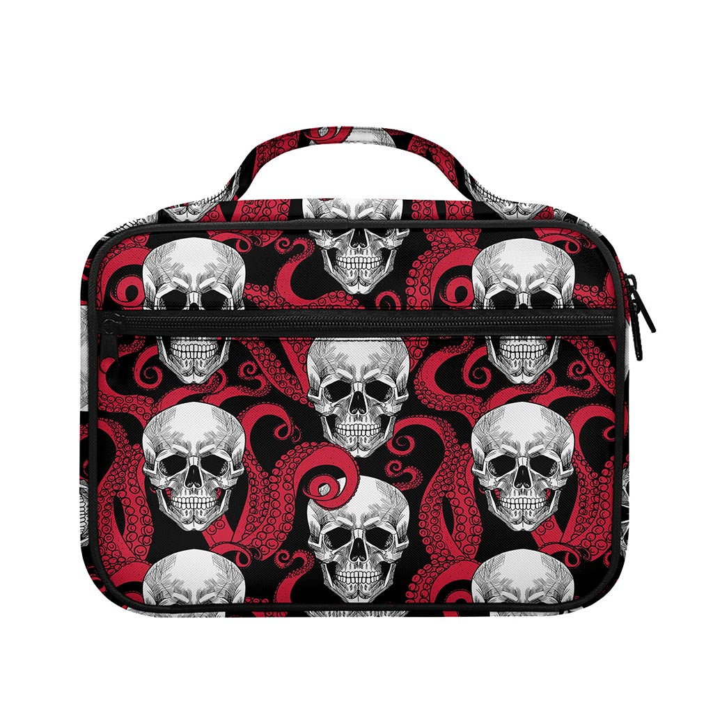 Red Octopus Skull Pattern Print Briefcase Bible Bag