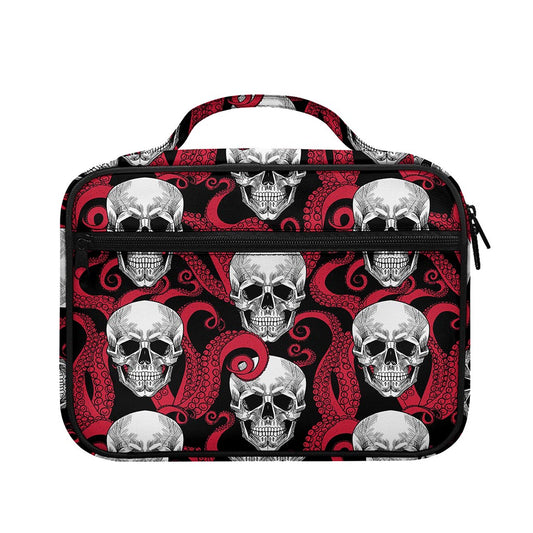 Red Octopus Skull Pattern Print Briefcase Bible Bag
