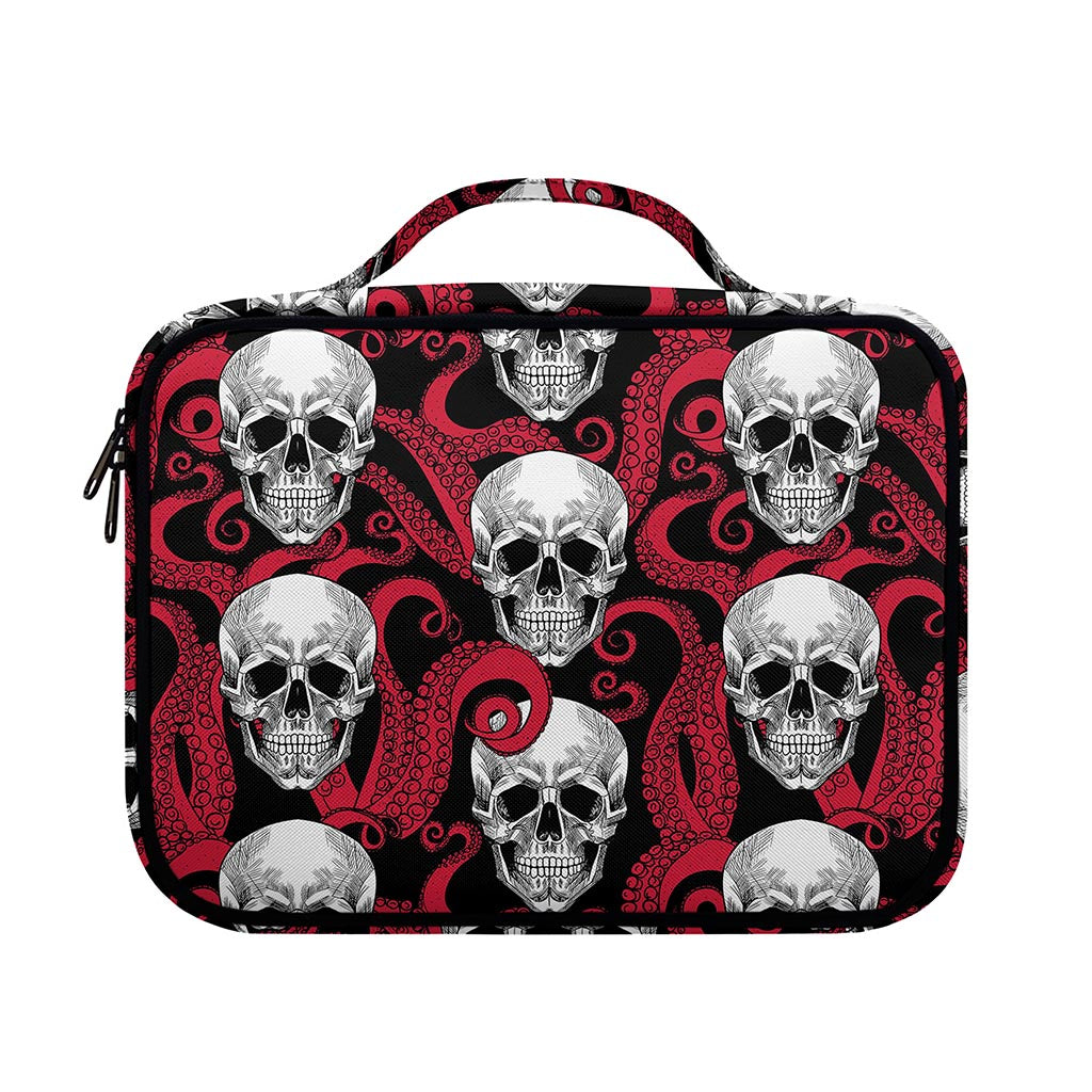 Red Octopus Skull Pattern Print Briefcase Bible Bag