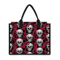 Red Octopus Skull Pattern Print Canvas Tote Bag