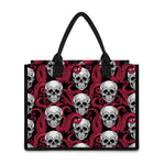 Red Octopus Skull Pattern Print Canvas Tote Bag