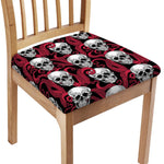 Red Octopus Skull Pattern Print Chair Cushion Cover