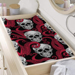 Red Octopus Skull Pattern Print Changing Pad Cover