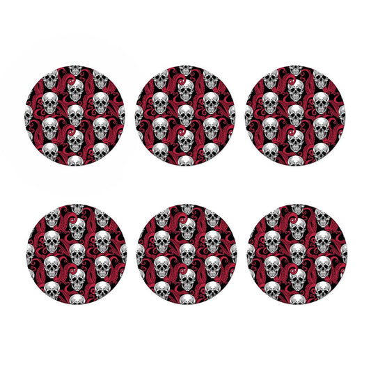 Red Octopus Skull Pattern Print Coaster Set