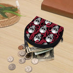Red Octopus Skull Pattern Print Coin Purse