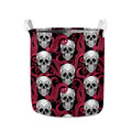 Red Octopus Skull Pattern Print Collapsible Laundry Basket