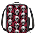 Red Octopus Skull Pattern Print Crossbody Lunch Bag