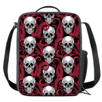 Red Octopus Skull Pattern Print Crossbody Lunch Bag