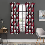 Red Octopus Skull Pattern Print Curtain