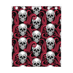 Red Octopus Skull Pattern Print Curtain