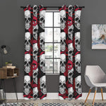 Red Octopus Skull Pattern Print Curtain