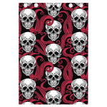 Red Octopus Skull Pattern Print Curtain